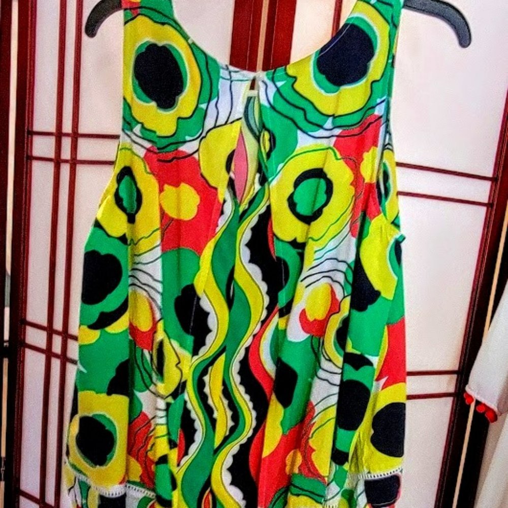 Crown & Ivy Layered Open Back Multicolor Sleeveless Rayon Tank Top  L